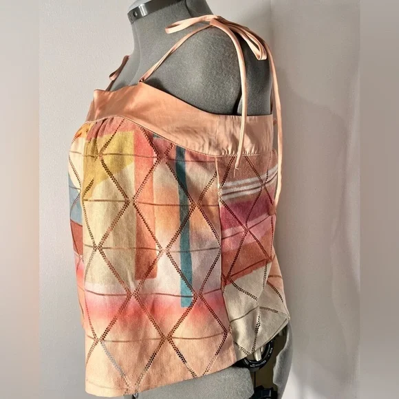 Anthropologie Akemi +Kin geometric crop top/ blouse size small - Picture 7 of 8